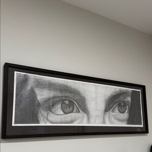 Framed Black and White Eye Drawing